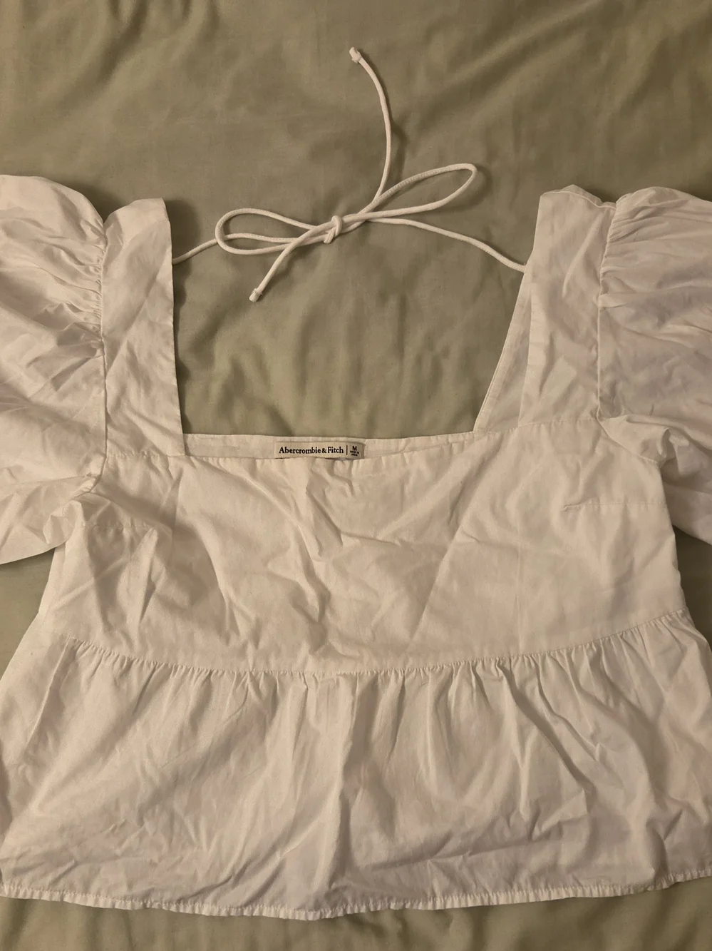 Abercrombie & Fitch Cream Square Neck Peplum Blouse